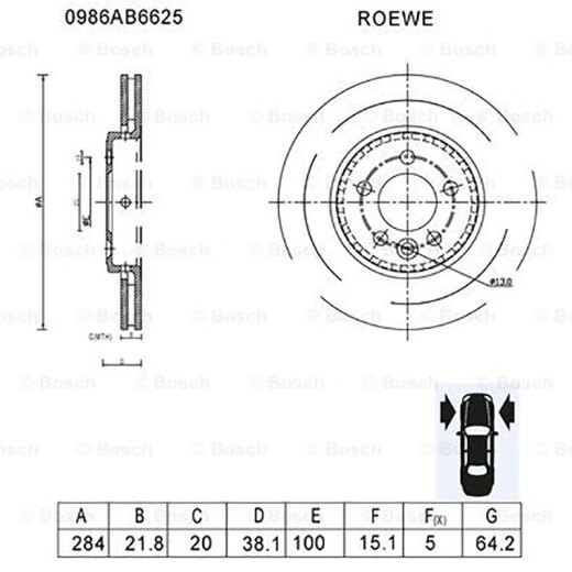 Bosch (BOSCH) brake disc set front disc MG7MG6MG6 Roewe 550S750750DAB6625+AB1151
