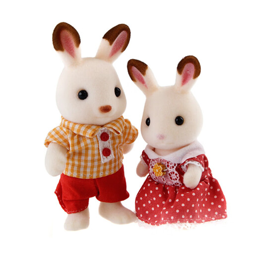 [70% new] Senbeier family toys children's gift girls play house princess doll toy dolls chocolate rabbit family 4150