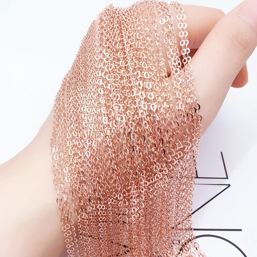 Jinshitong Russian 585 purple gold necklace 14K color gold rose gold flash O-shaped chain for women 45cm thick 1.1mm