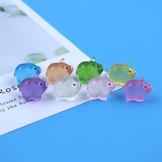 Micro-landscape luminous small ornaments small animals cute pig decoration resin accessories desktop ornaments luminous cute pig 5