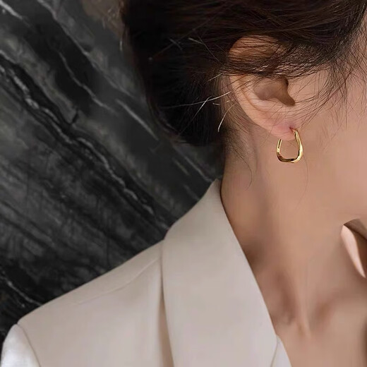 Guanpu Pavilion Fat Donglai's same style 18K gold-plated earrings U-shaped geometric earrings and earrings light luxury earrings for girls U-shaped geometric earrings - gold