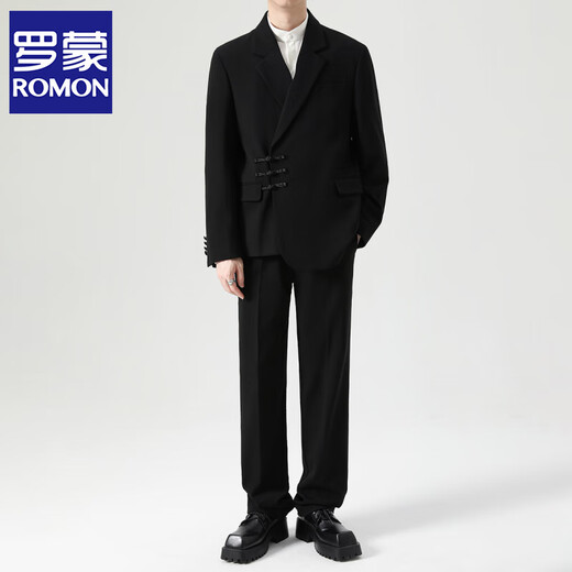 ROMON New Chinese tunic suit, stand collar, engagement groom suit, men's wedding, high-end national style suit jacket, single jacket M