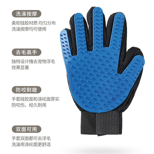 Lorif pet hair removal and sticky hair removal gloves, cat and dog grooming gloves, dog and cat bathing gloves, dog comb, grooming gloves blue (right hand)