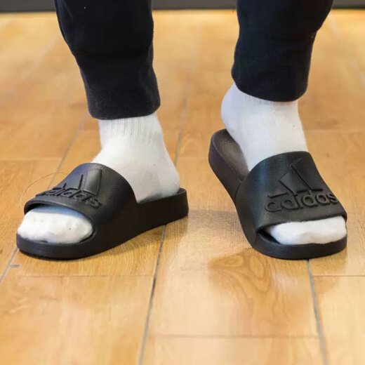 阿迪达斯 （adidas）拖鞋男鞋女鞋2025夏季新款户外运动沙滩鞋轻便透气休闲一字凉拖 IF7371黑色 38