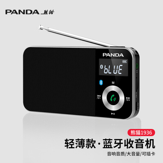 熊猫（PANDA）6210蓝牙收音机老人专用多功能老年便携式小型迷你袖珍调频fm广播老年人老式充电款插卡音箱播放机 白色【蓝牙/插卡/可充电】+充电头