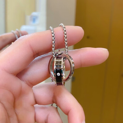 MZMZ platinum necklace men's new fashion decoration pt950 platinum double ring pendant Valentine's Day gift for boyfriend local warehouse next day delivery light luxury temperament double ring necklace