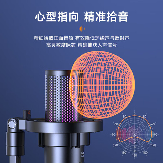 COMICA Uni(D) professional studio grade wired RGB colorful desktop cardioid condenser microphone desktop stand model black