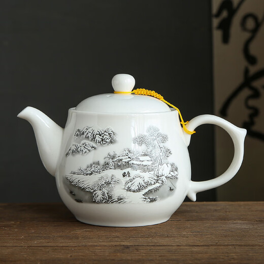 Xiangyan (xiangyan) large-capacity household teapot with filter 1000ml office tea kettle large teapot white porcelain cold kettle Lanxiang