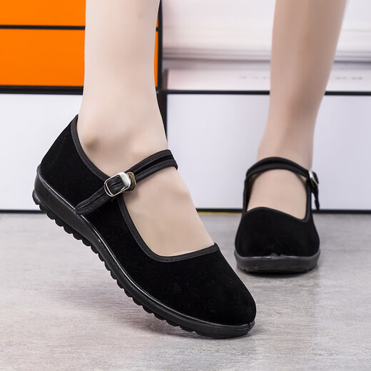 Iqgd alte Peking-Stoffschuhe für Frauen lässige Tanz Flat Schuhe Hotel Mutterschuhe tragen resistente atmungsaktive 024 schwarz 36