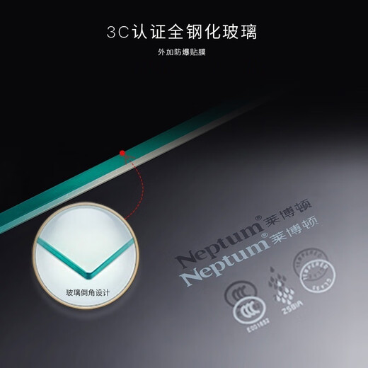莱博顿WPC6231轻奢304不锈钢卫生间全钢化玻璃隔断干湿分离浴室玻璃 镜面304不锈钢边框 8MM钢化玻璃/平方价