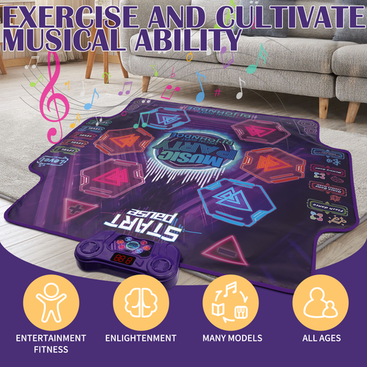 YUNYA MUSIC DANCANT COUVERTURE COUVERTURE DE JEUX ENFANTS LES BARCHETS ET FILLES MAISONS Machine de danse sans fil 3 à 6e cadeau d'anniversaire 8 Mise à niveau Six Arrows Glowing Dancing Couverture - Mecha Model