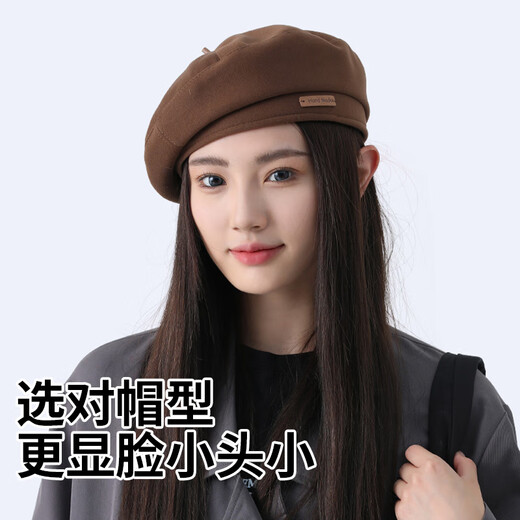 Antarctic Hat Winter Women's Large Head Circumference Beret Showing Face Small Fashionable Retro Versatile Painter Newsboy Hat Women Brown