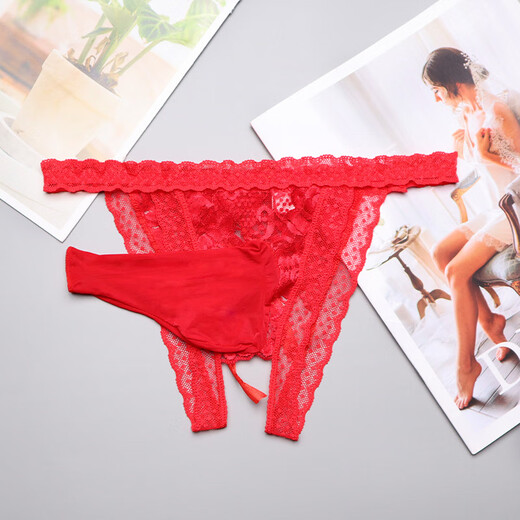 Apertura pervertida de ropa interior masculina con j-set tanga de encaje para hombres malla transparente de la cintura baja de la cintura para hombres marido hueco expuesto a la cadera blanca (boca cerrada) de un solo tamaño (1 pie 8-2 pies 8 cintura)