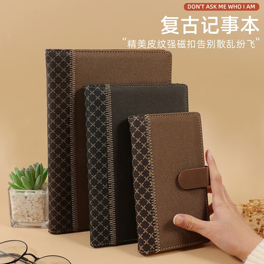 
Heeton 828 Thickened B5 Hard Cropped Notepad Small Portable Book with Customized LogoA5 Business Office Stationery Notebook Retro Buckled Diary A6 Small Book Black
