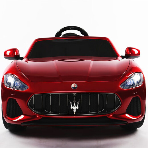 Cool Sun Maserati children's electric car four-wheel four-wheel drive remote control can sit for people, baby and children sway toys early education car paint red: soft tire + four-wheel drive leather seat + remote control sway Bluetooth + portable pull rod