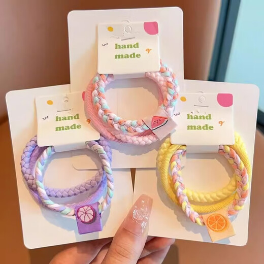 Children's Candy Color Rubber Band High Elasticity and Durable Hair Tie Cute and Doesn't Hurt Hair Hair Tie 2024 New High-Looking Hair Tie Candy Color Rubber Band-Pink-Mixed Pack-3 PCs
