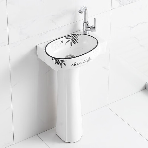 TAOSONG ceramic pedestal basin wash basin split wash basin floor-standing bathroom balcony small apartment wash basin large small right style package 1 drain accessories
