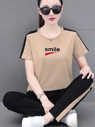 
Woodpecker (TUCANO) short-sleeved cropped trousers sports suit for women in summer 2024 new middle-aged mother fashionable casual sports suit two-piece set Royal Blue [9-point set] WK695 long XL (recommended 110-125 Jin [Jin equals 0.5 kg])