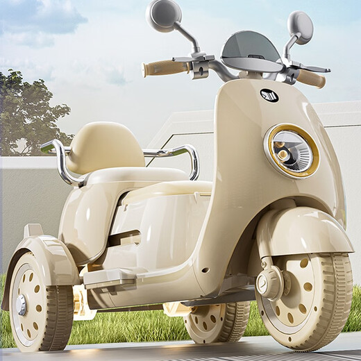 Yimaier children's electric car for boys and girls baby motorcycle three-wheeled toy car for adults, children's remote control double 3-6 years old, fresh green remote control + double seat + large battery mobile phone Bluetooth music early education