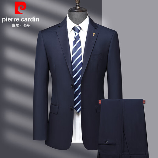 Pierre Cardin Spring Wool Suit Men's High-end Middle-aged Men's Business Formal Wedding Suit Dark Blue MY7005 Style 170 Size Recommended 100Jin Jin is equal to 0.5kg -120Jin Jin is equal to 0.5kg