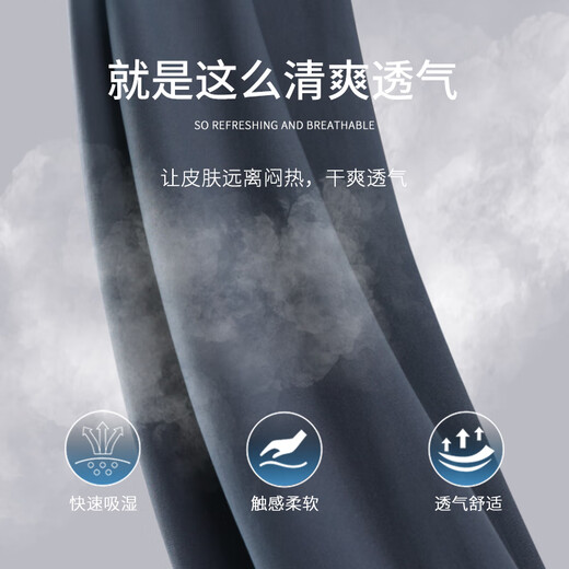 与狼共舞【速干四面弹】休闲裤男2025夏季新款纯色易打理直筒男士长裤4039 雾霾蓝-夏季款 32