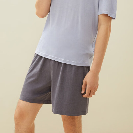 金三塔男士基础打底衣真丝T恤小衫上衣深睡眠蚕丝睡衣YZMDA701 深灰色-单短裤 2XL