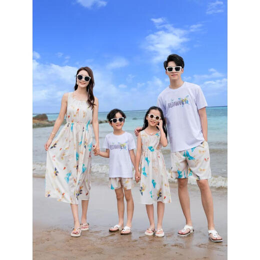 Didi Love 2026 Summer Vacation Seaside Travel Beach Parent-child Outfits Family of Three and Four Suits Fairy Skirt Photo Outfits (277) Color Suits 130 Baby Girl