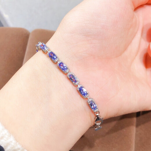 DRJEFUN natural tanzanite bracelet 5.4 carats 18 pieces size 3*5mm high clarity cornflower color Jingge Tanzanite chain 5.4 grams
