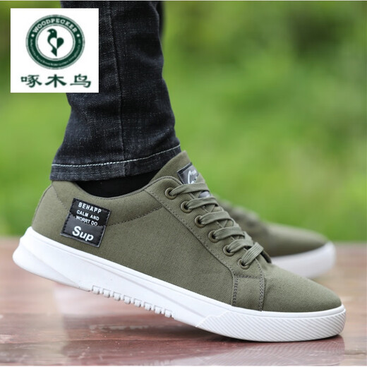 
Woodpecker men's shoes 2024 canvas shoes summer new breathable men's casual shoes versatile sports shoes 6167 gray mesh 41