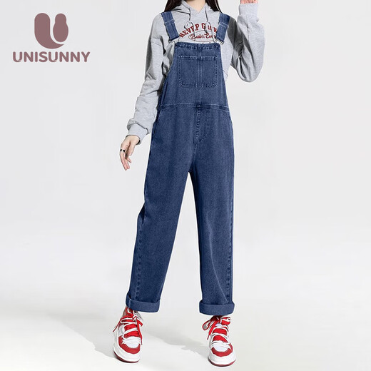 Unisunny schwangere Frauenhose im Frühjahr und Herbst, die Denim -Overalls trugen, lose geraden Hosen, kleine Mutterschaftskleidung, große Freizeithosen, hellblau XL [vorgeschlagen 120140jin [Jin gleich 0,5 kg]]