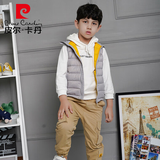 Pierre Cardin's new 90 white duck down vest children's down jacket lightweight vest for men and women baby autumn and winter vest medium and large children's jacket red 150cm