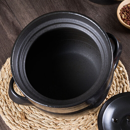 可可屋日本原装进口万古烧黑色双盖煮饭煲汤砂锅土锅陶瓷锅煮粥煲仔饭炖 14128-15240 大号4合 2.3L