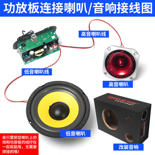 12V24V220v单声道蓝牙大功放板有源音响车载低音炮插卡U盘DYI音箱 5寸5寸带蓝牙+免提通话