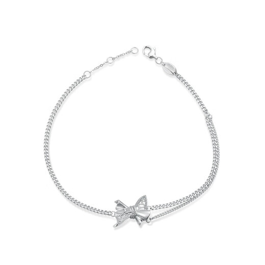 Jincaifu pt950 platinum bracelet women's platinum moment series wedding fine chain bow platinum bracelet platinum bow bracelet about 5g