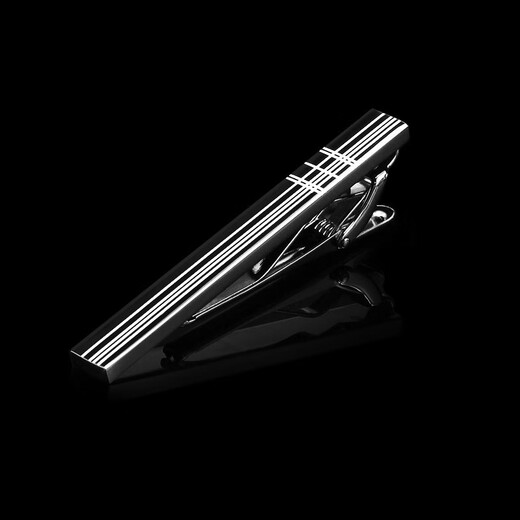 RORONOA Fashion Tie Clip Men's Business Formal Wear Accessories Silver Alloy Non-Rust Gift Box Goods TC-003 Gun Black Line Length 6cm