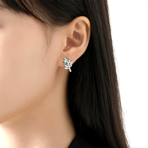 Muye natural colored gems 925 silver tsavorite gemstone earrings willow earrings original design jewelry earrings willow earrings