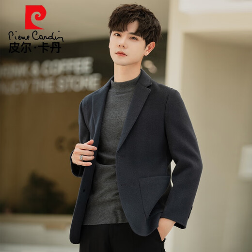 Pier Cardins neuer Frühlings- und Herbst Pure Woll Woll Blazer für den doppelseitigen Nym Coat für Männer Kurzer Casual Anzug Kamel 175