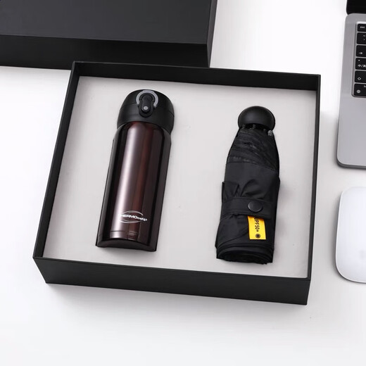 膳魔师保温杯套装/公司礼品定制/活动伴手礼/周年庆纪念品礼物 黑色膳魔师保温杯+手帐本+U盘B款