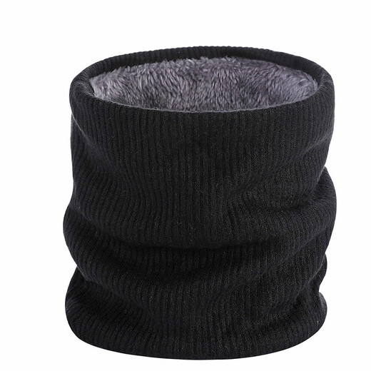 FitonTon neck scarf men's winter solid color thickened warm neck gaiter plus velvet cold scarf neck gaiter FTW0030 black