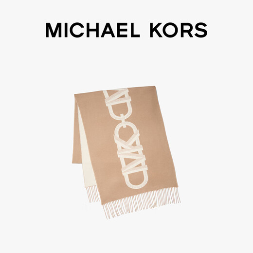 MICHAEL KORS Michael Kors MK Tan Jianci same style jacquard wool scarf shawl dark camel/milk white 281 one size fits all