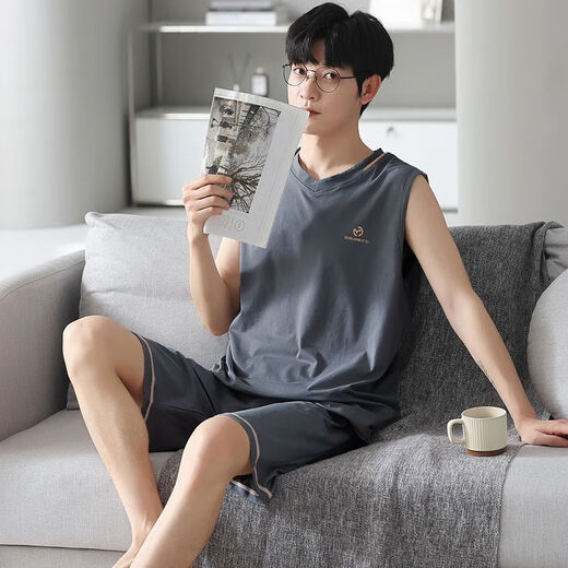 Ran Minchun Pyjamas Herrenweste Sommer Dünner Anzug Herren Hauskleidung ärmellose 200 Jin [Jin ist gleich 0,5 kg] Plus Größe 12027 L [Empfohlen 100-140 Jin [Jin gleich 0,5 kg]]]