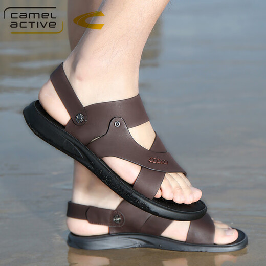 Sandales dynamiques de chameau Sandales en cuir polyvalent en cuir pour l'orteil masculin de vache de vache à semelles épaisses