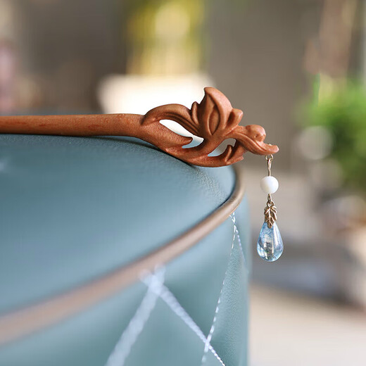 VAN OCEAN ANNORA Acacia peach wood hairpin peach hairpin ancient style hair accessories simple cheongsam long hair classic Chinese style main picture pendant style 18cm