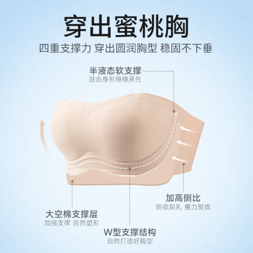 mybody内衣女文胸无钢圈中厚杯小胸聚拢可拆卸肩带性感两件装 肤色+黑色 M