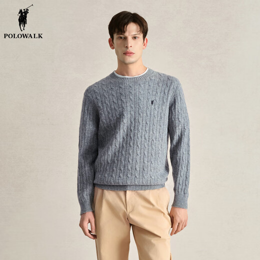 POLOWALK Мужской свитер 2024 Осень и зима Новый вязаный свитер с круглым вырезом Мужской кардиган цвета хаки M (170)