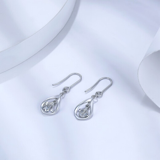 ZLF platinum earrings for women PT950 hollow water drop earrings swaying 2.38g