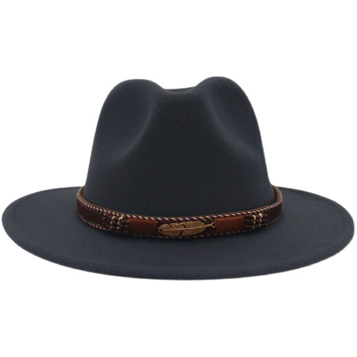Pei Ke European and American men's and women's British hats ethnic style Tibetan wide-brimmed Tibetan style hat fedora hat black L (5962cm)