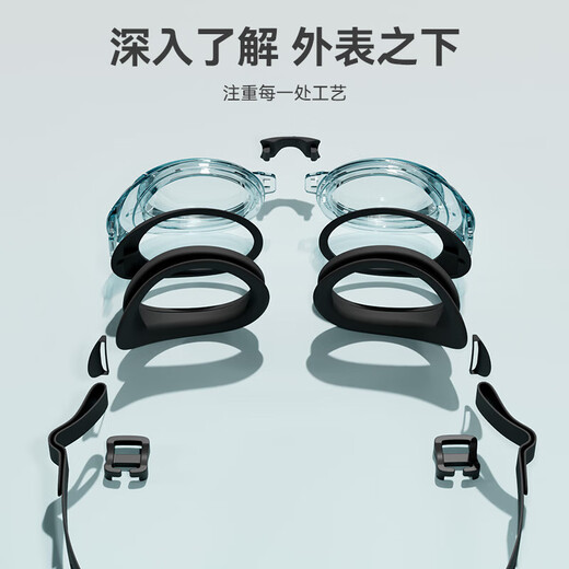 Li Ning (LI-NING) swimming goggles for men and women, high-definition anti-fog swimming goggles for adults and children, flat swimming goggles and swimming cap set 55-808 black