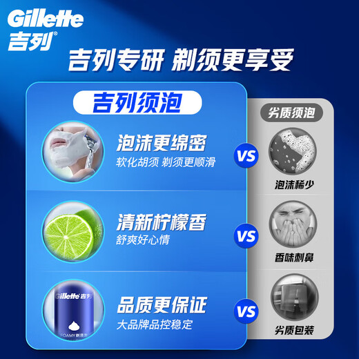 吉列剃须泡沫 剃须膏 剃须啫喱剃须刀手动 吉列刀片刮胡刀手动 便携 非吉利 刮胡子泡沫 柠檬须泡 50g*2瓶 【剃须泡沫】