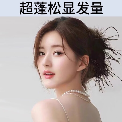 Pretty three-year-old feather clip large ostrich feather hair clip for the back of women's head 2025 new high-end shark clip clip headwear 11cm black suitable for medium hair